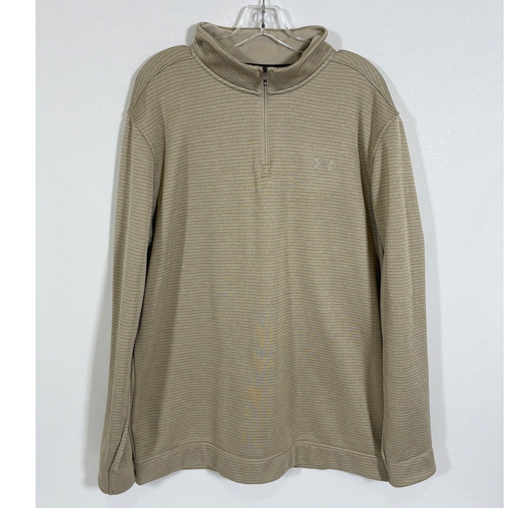 Under Armour Storm SweaterFleece Mens 2XLT Tan 1/4 Zip Golf Pullover 1373674